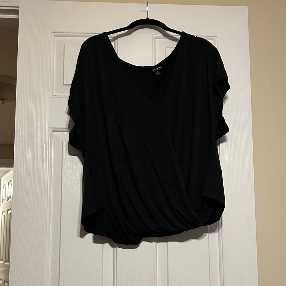 Elegant Black Drape Blouse